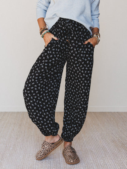 The Nest Emberlyn Wide Leg Cinched Pants - Black
