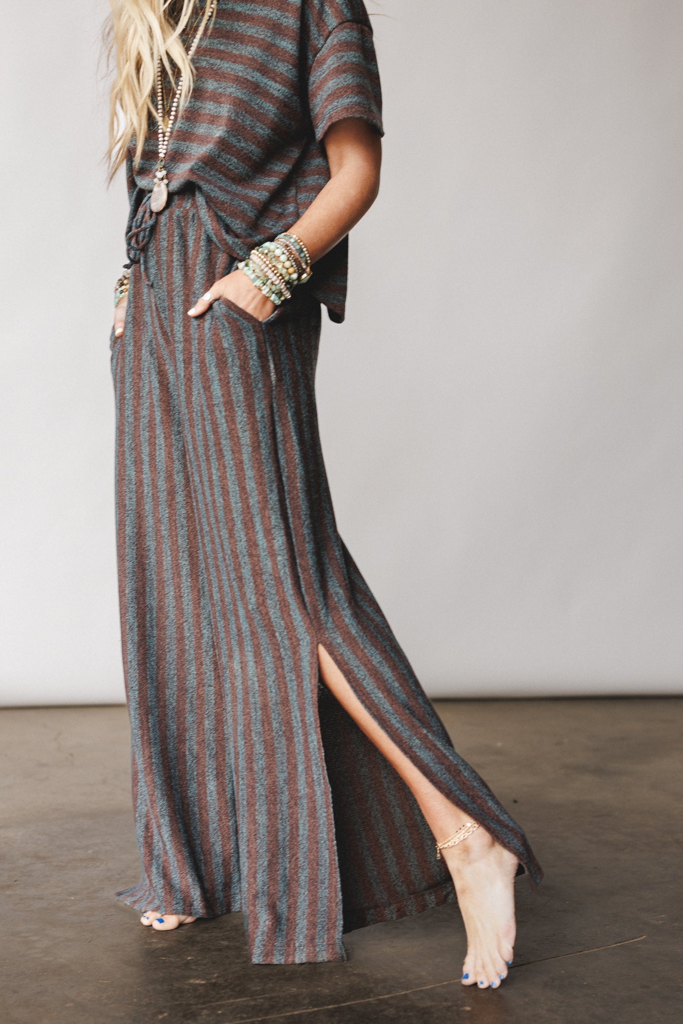 The Nest Ibiza Breeze Drawstring Pants - Mint Brown