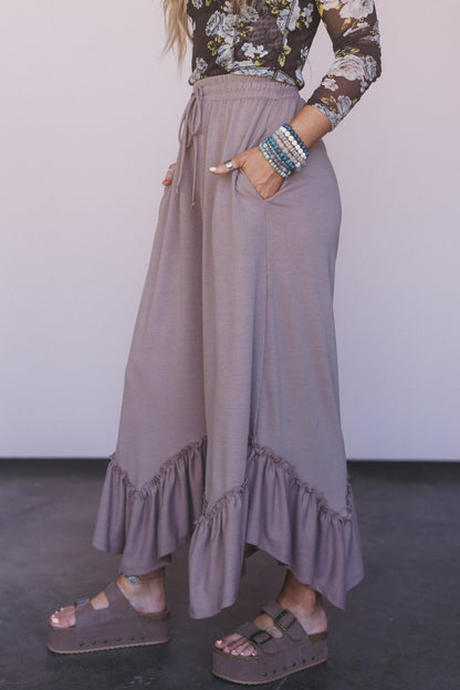 The Nest Serene Flow Ruffled Pants - Coco