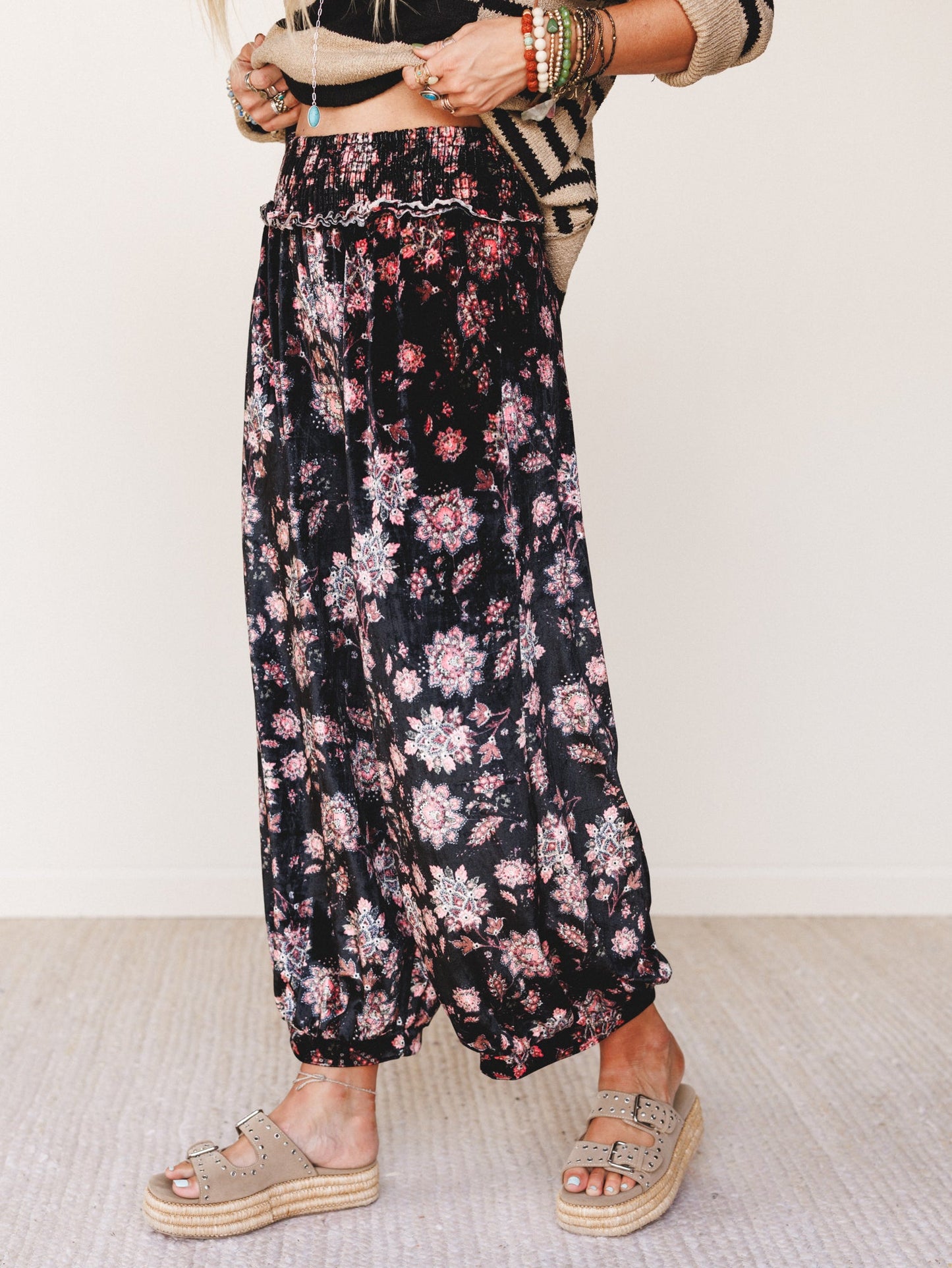 The Nest Gather Together Velvet Wide Leg Pants - Black