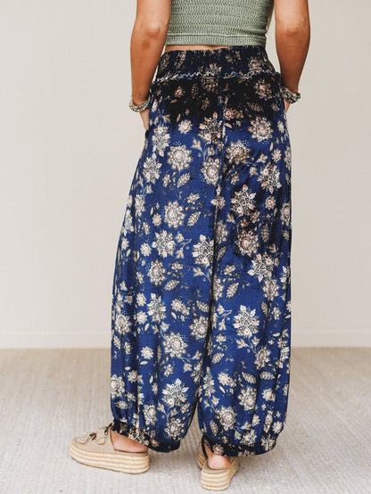 The Nest Gather Together Velvet Wide Leg Pants - Navy