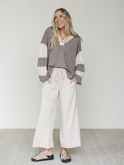 The Nest Jodi Wide Leg Pants - Beige