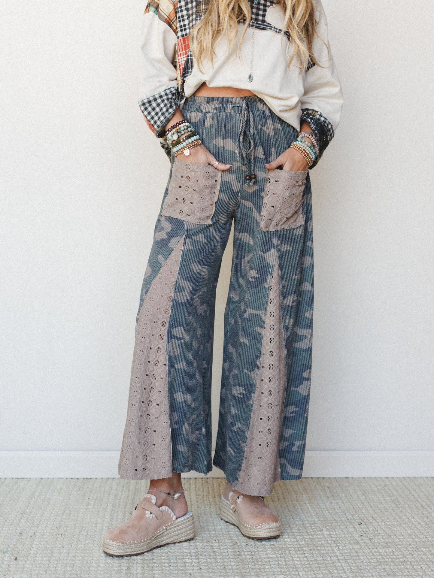 The Nest Let's Party Wide Leg Pants - Army