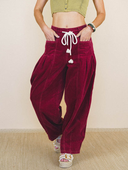 Soft Mirage Wide Leg Pants - Burgundy