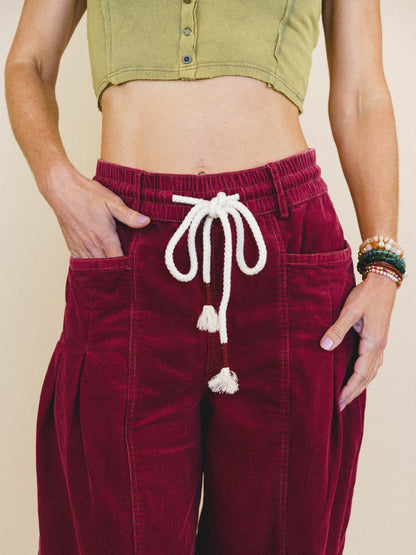 Soft Mirage Wide Leg Pants - Burgundy