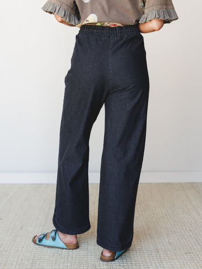 So Comfy Wide Leg Denim Pant - Black