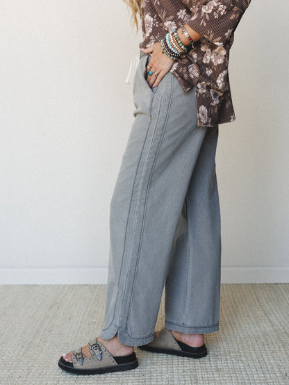 So Comfy Wide Leg Denim Pant - Grey