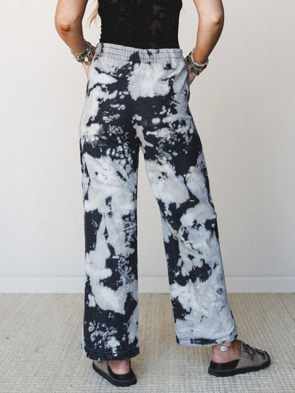 The Nest So Comfy Wide Leg Denim Pant - Bleach Dye Black
