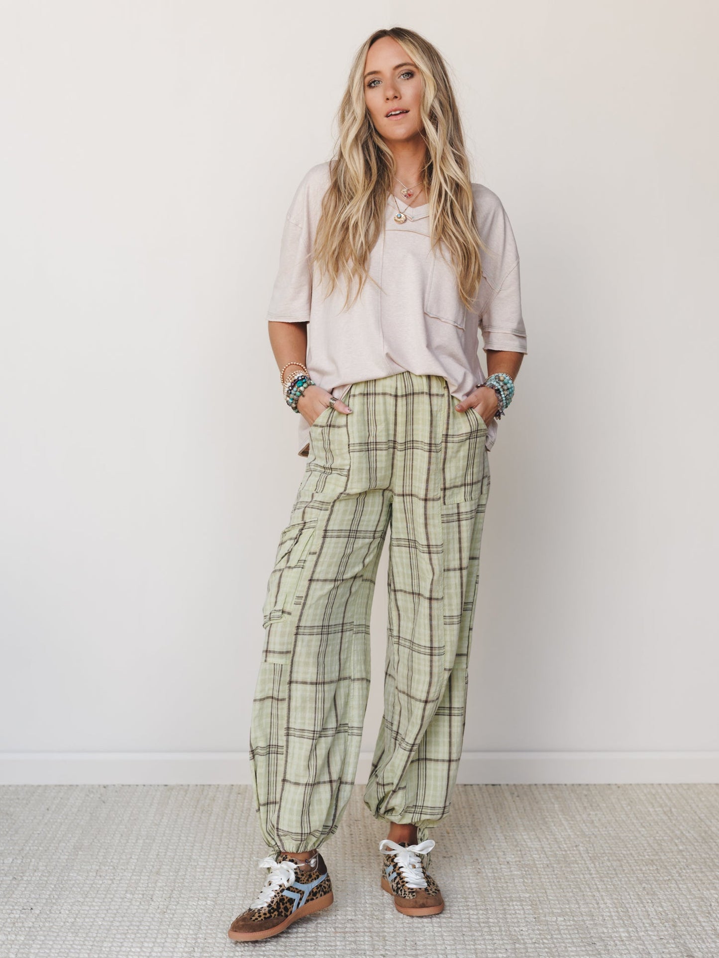 Sunday Plaid Pants - Apple Green