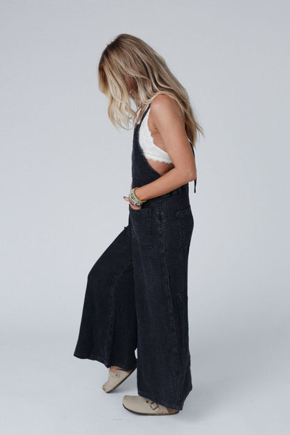 Molly Tie Back Overalls - Black