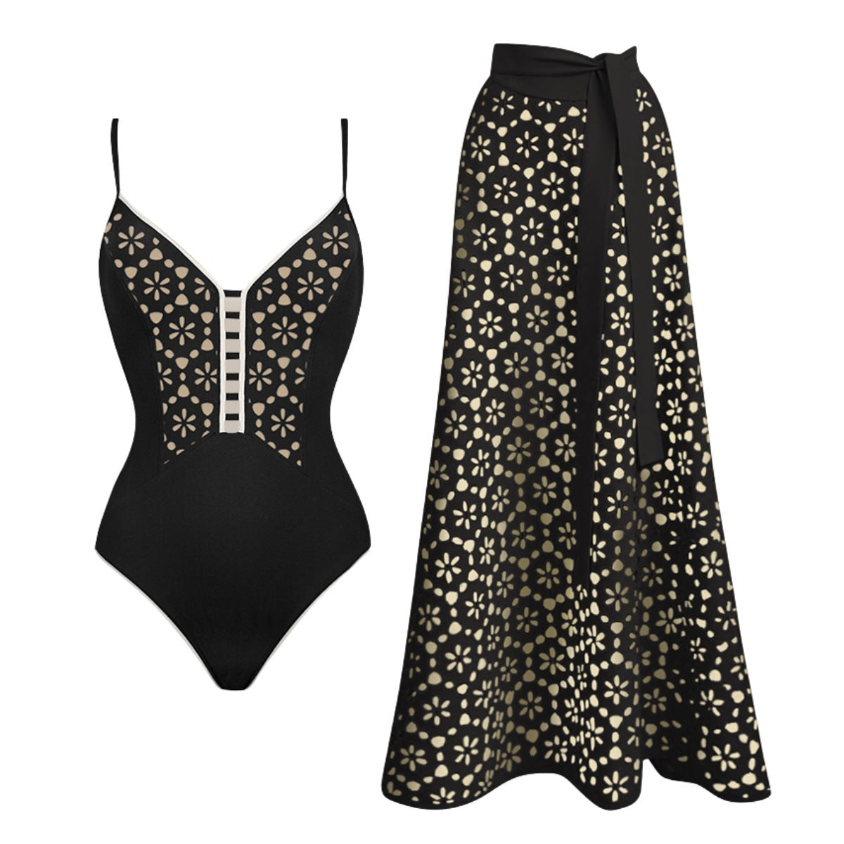 Black Metallic One-Piece Swimsuit