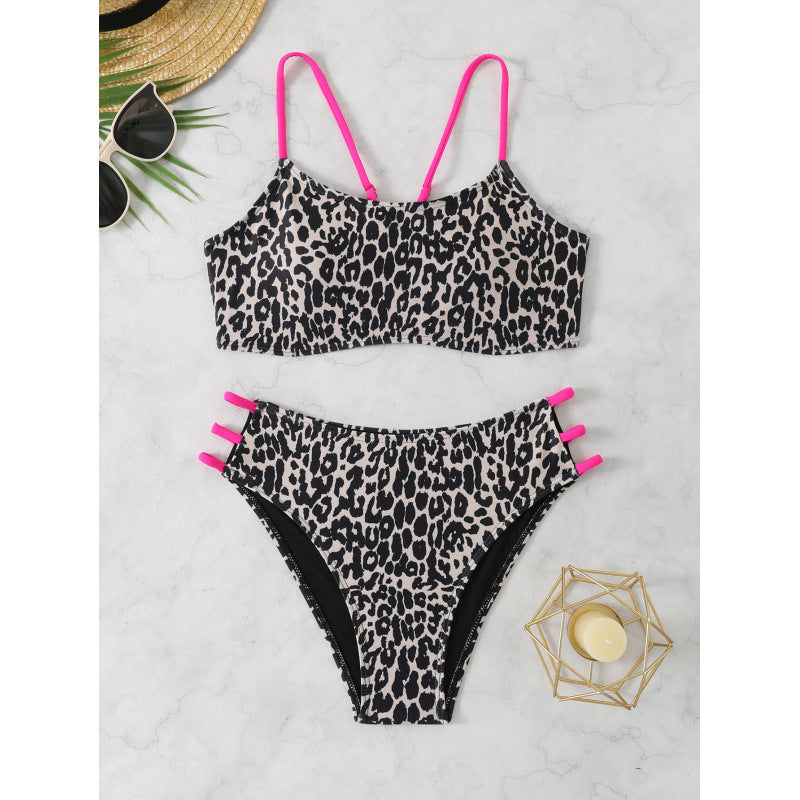 Slit Leopard One-Piece Swimsuit
