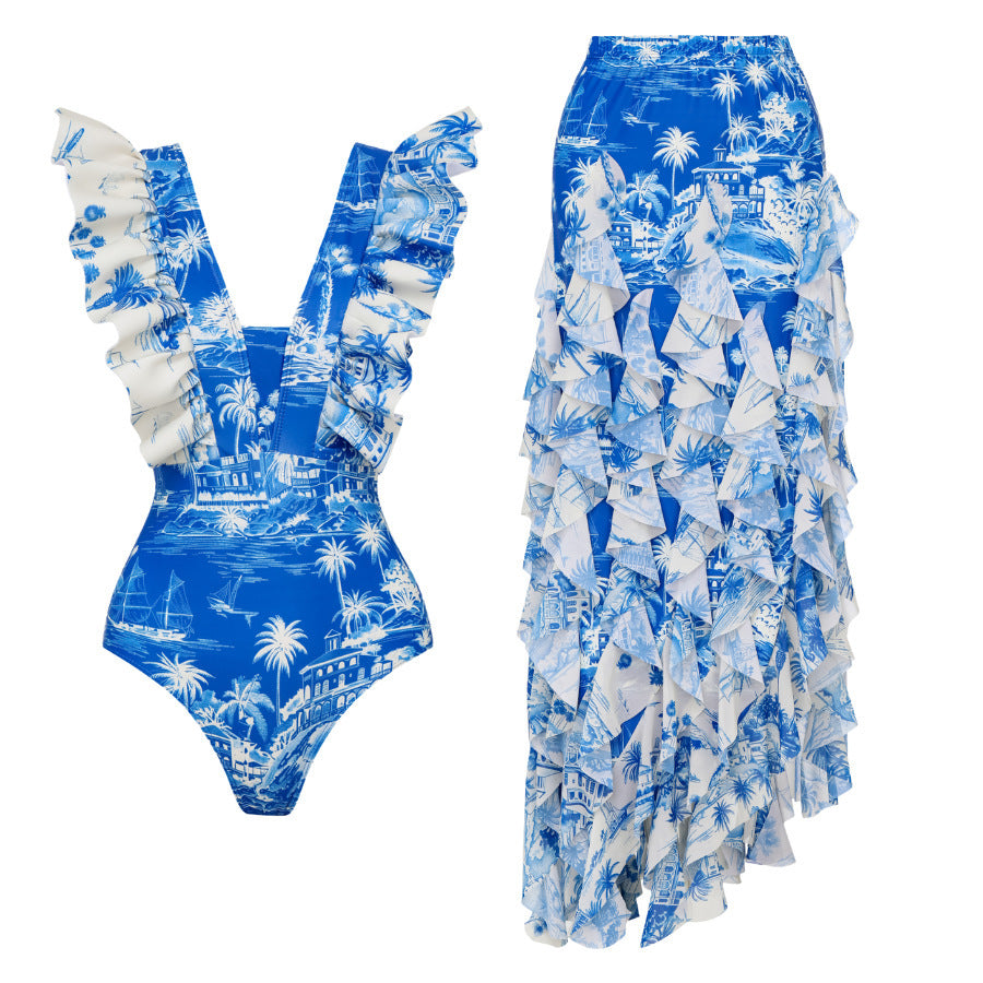 Blue One-Piece Swimsuit