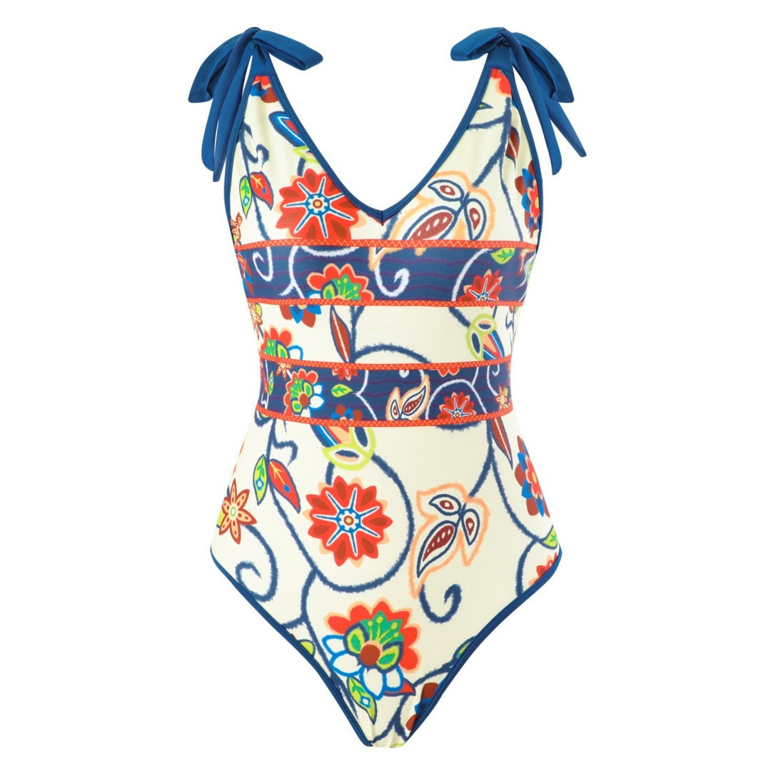 French Two-Piece One-Piece Swimsuit