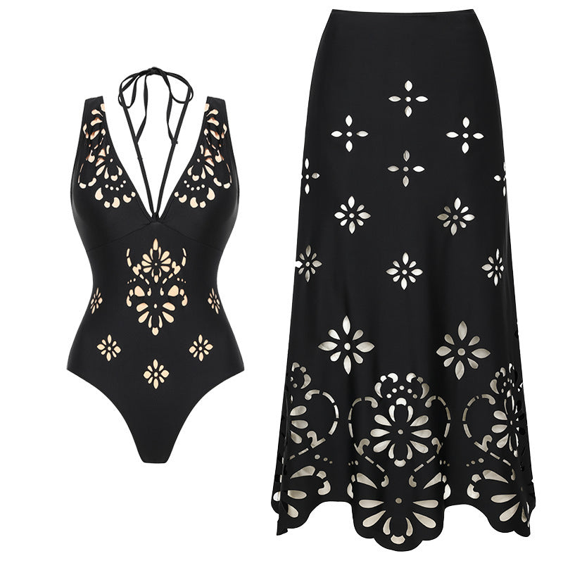 Black Metallic One-Piece Swimsuit