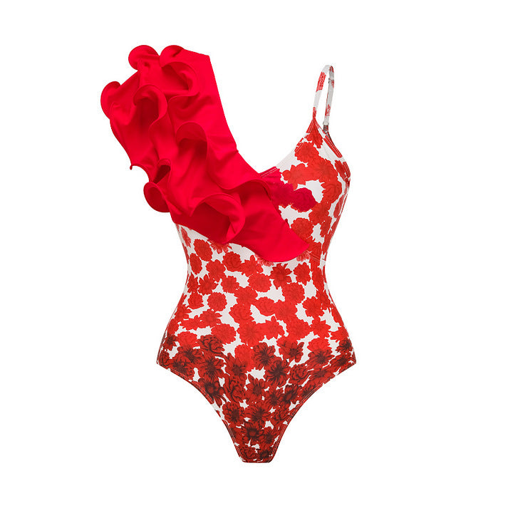 Ruffle Print One-Piece Swimsuit