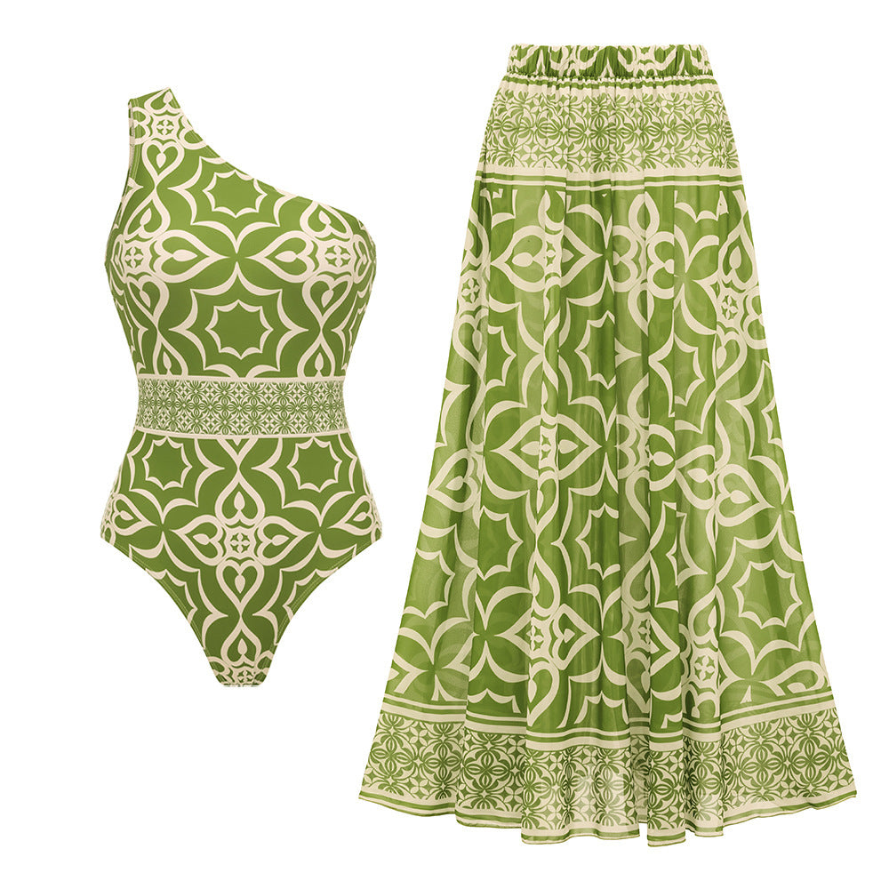 Ethnic Print One-Piece Swimsuit
