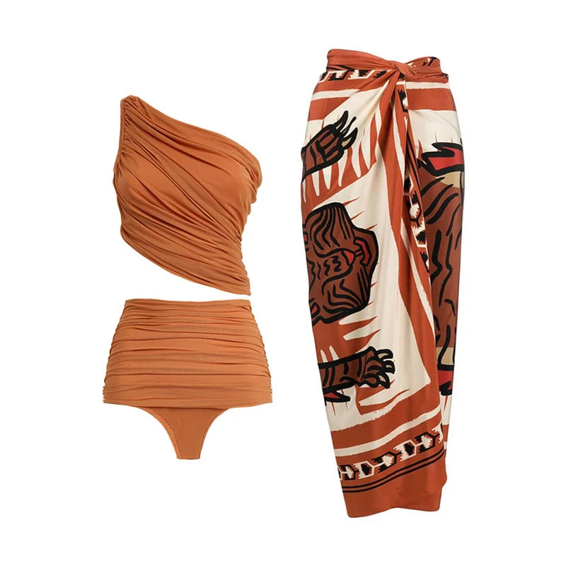 Asymmetric One-Shoulder One-Piece Swimsuit