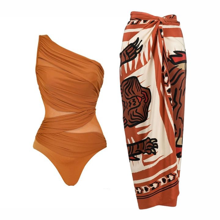 Asymmetric One-Shoulder One-Piece Swimsuit