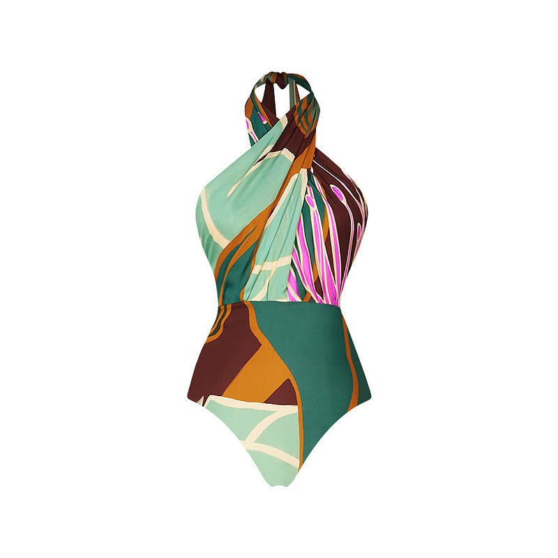 Print Halterneck One-Piece Swimsuit