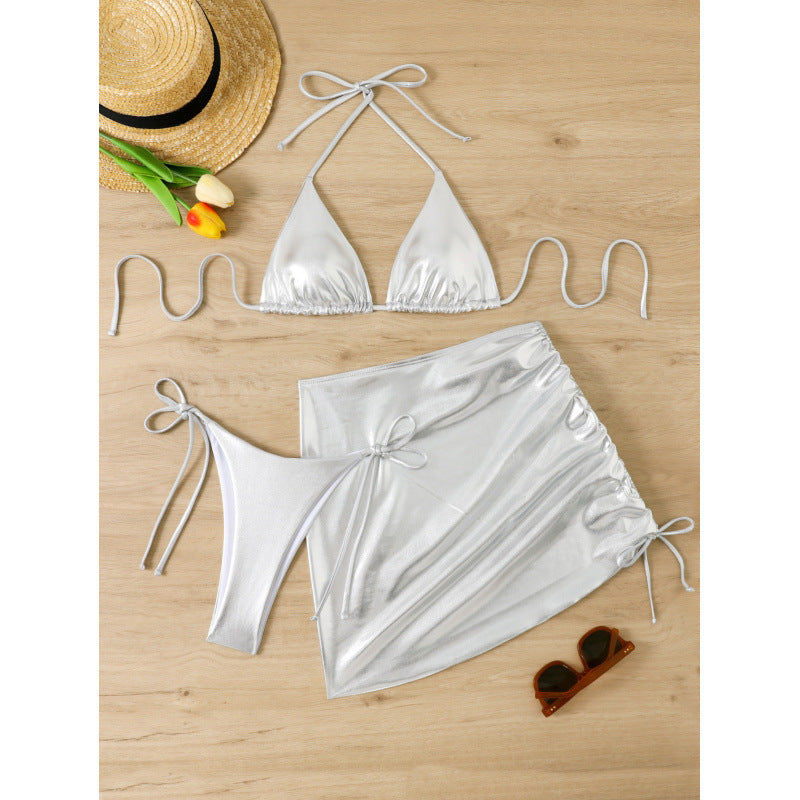 Metallic Three-Way One-Piece Swimsuit