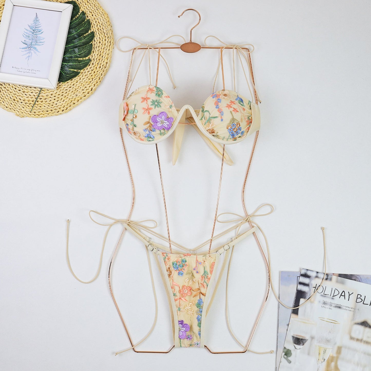 Embroidery One-Piece Swimsuit