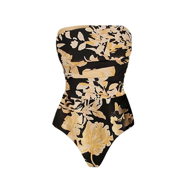 Black & Gold One-Piece Swimsuit