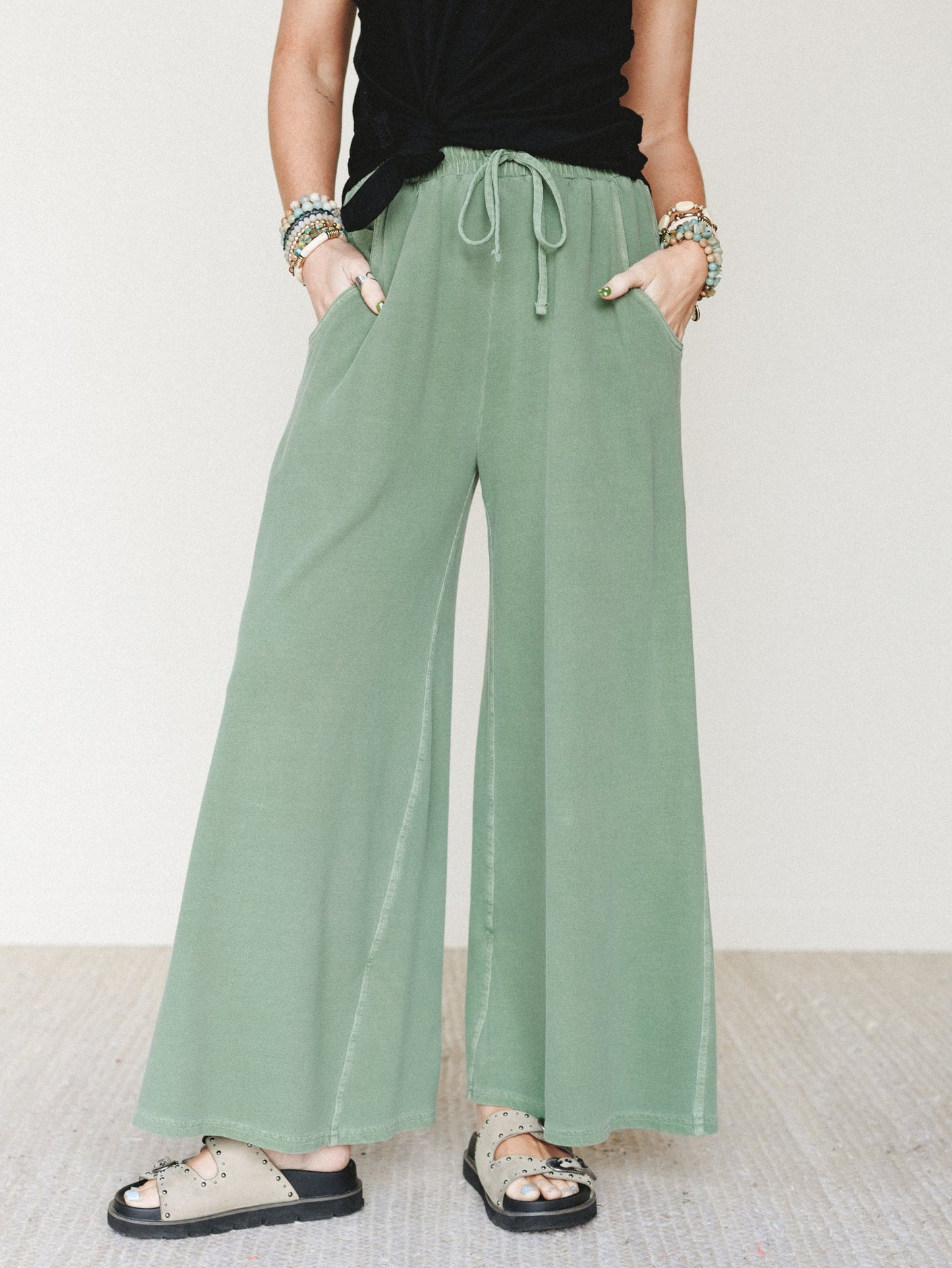 Wild Solistice Drawstring Pants - Light Olive