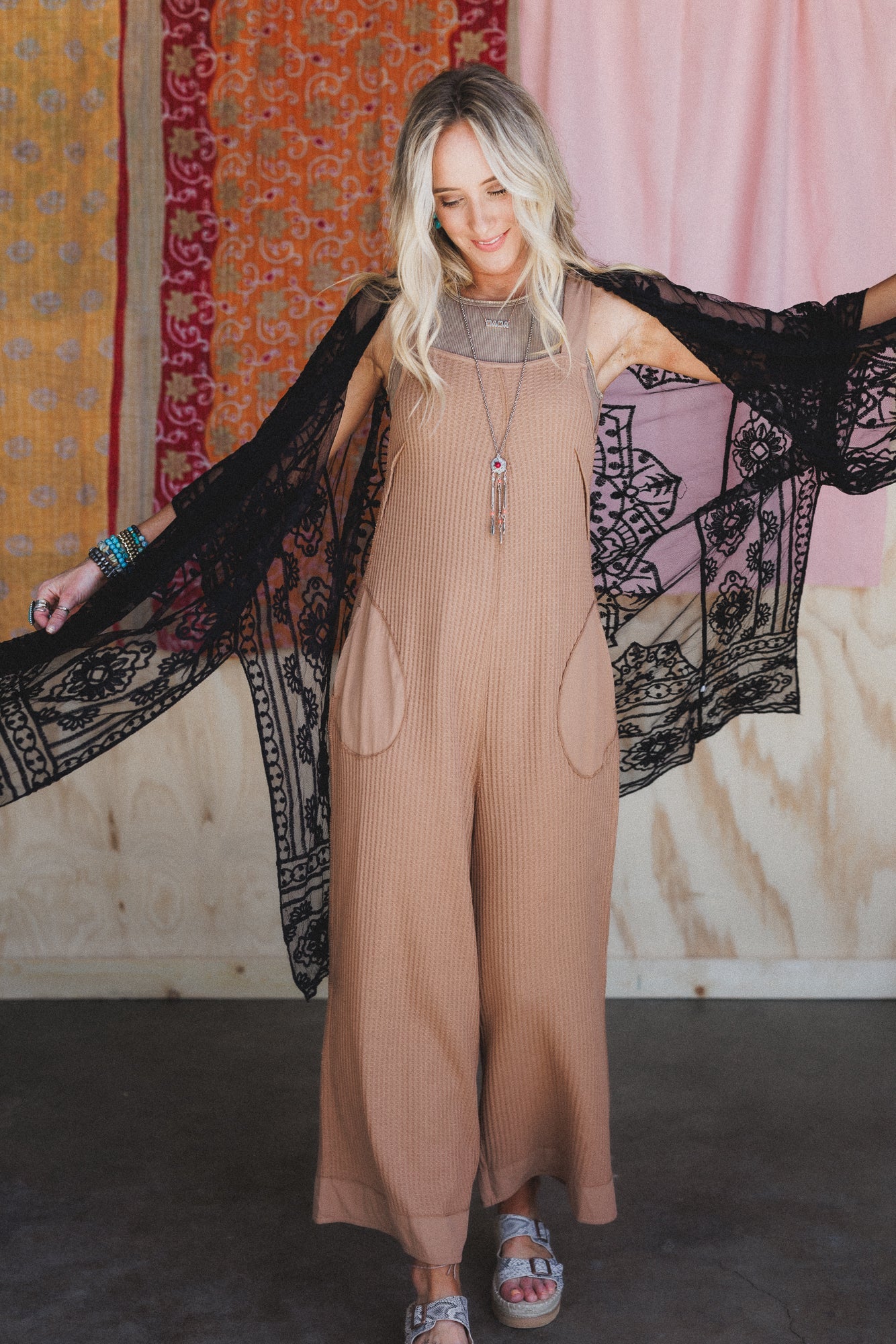 Sky Path Wide Leg Jumpsuit - Camel