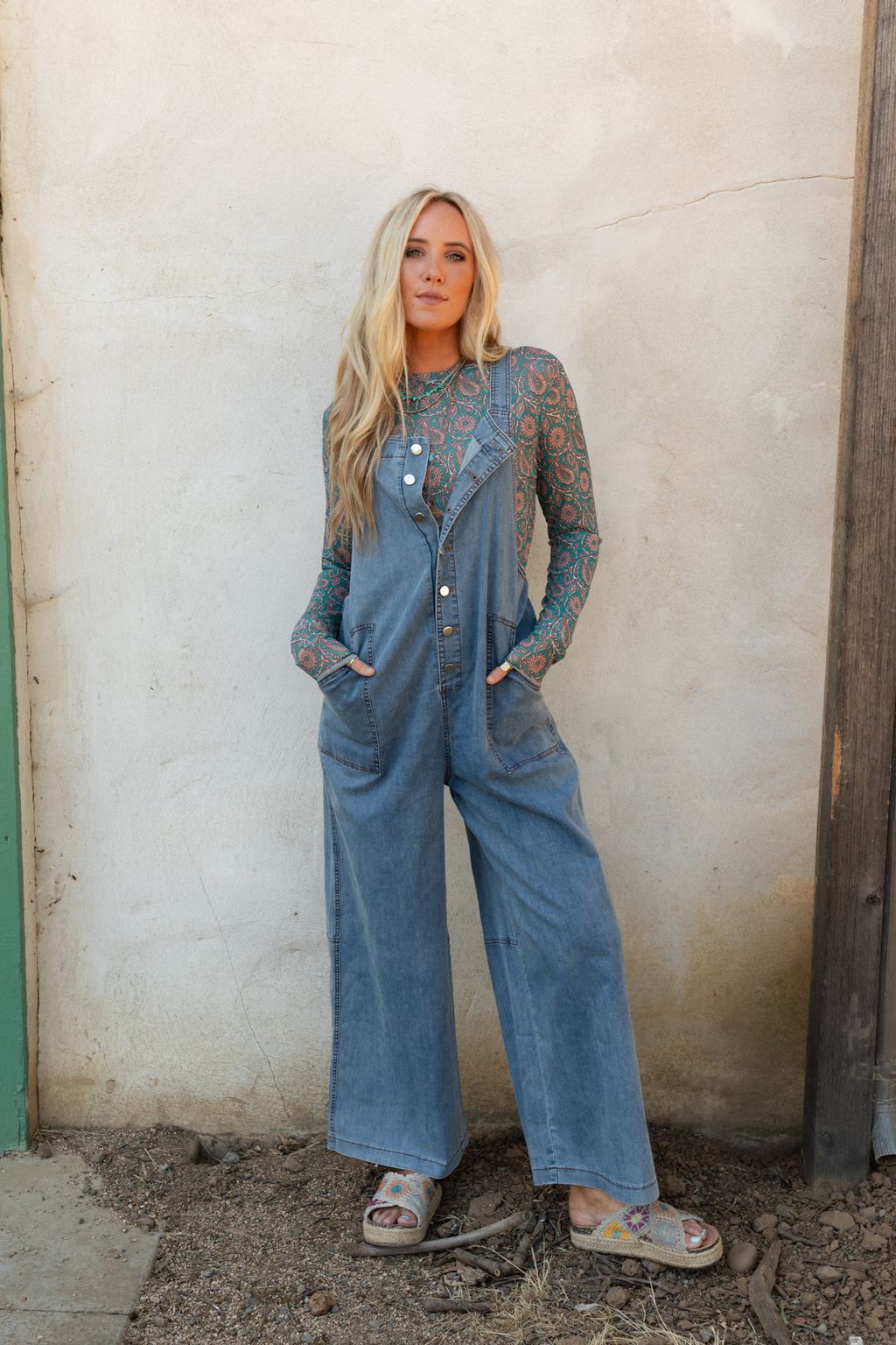 The Nest Dock Town Button Up Jumpsuit - Denim