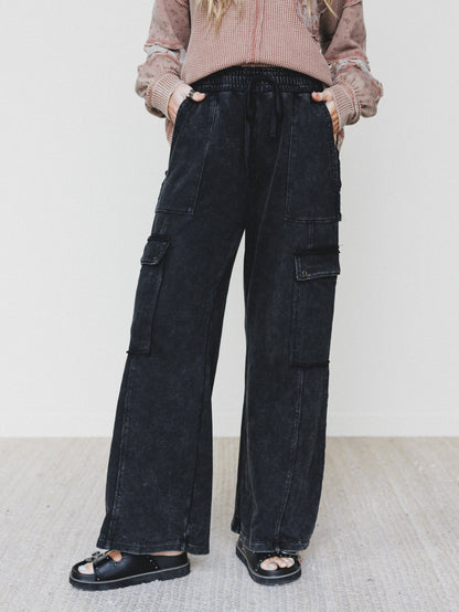 It's a Match Wide Leg Pants - Ash Black