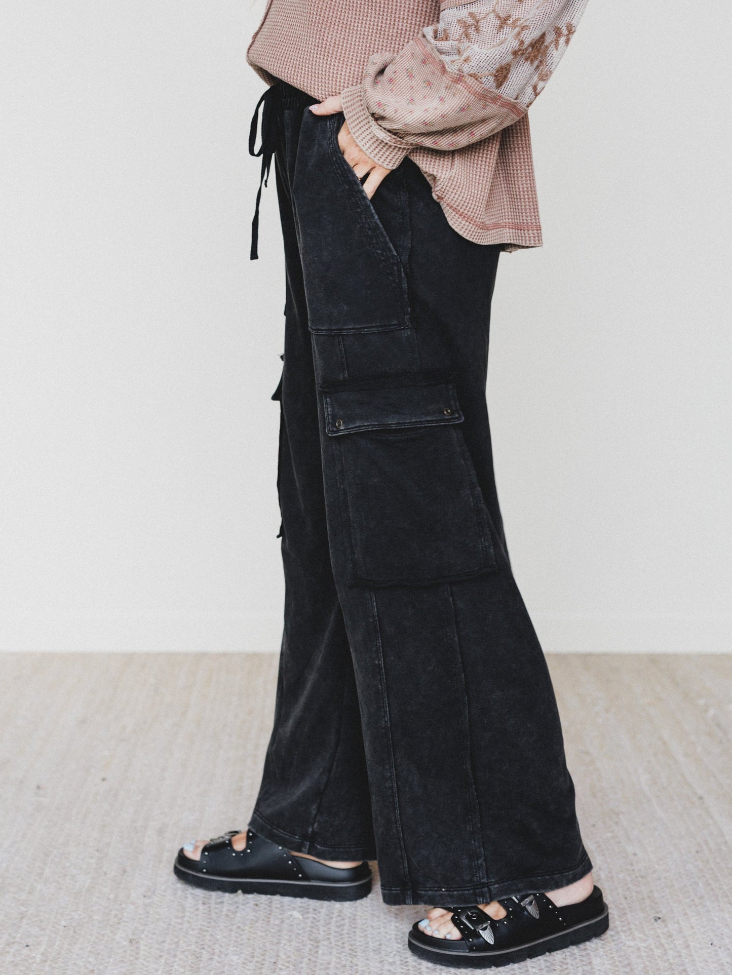 It's a Match Wide Leg Pants - Ash Black
