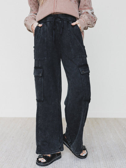 It's a Match Wide Leg Pants - Ash Black