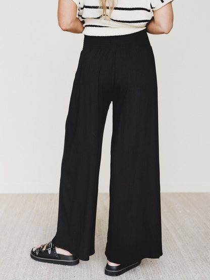 Seek The Moon Wide Leg Pants - Black