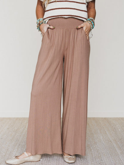 Seek The Moon Wide Leg Pants - Cocoa