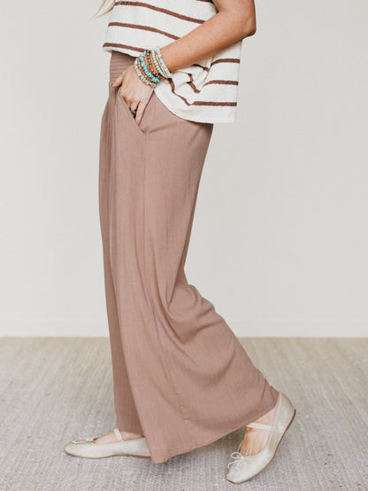 Seek The Moon Wide Leg Pants - Cocoa
