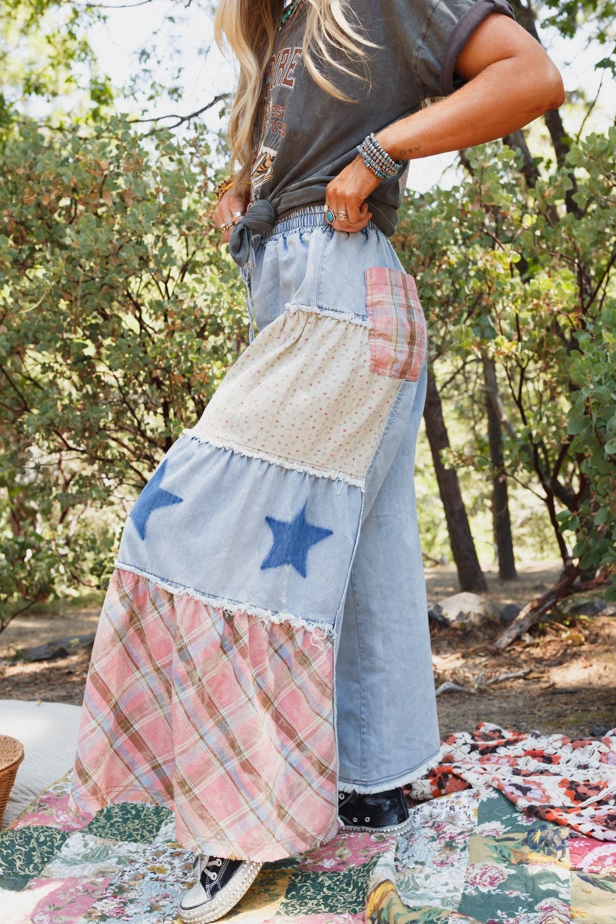 Coastal Chill Wide Leg Pants - Denim Multi