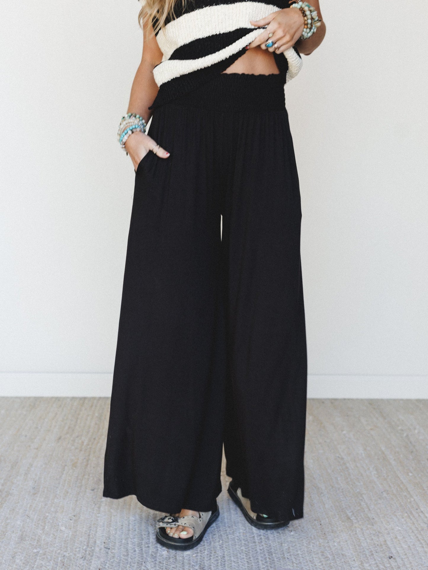 Comfort Above Wide Leg Pants - Black