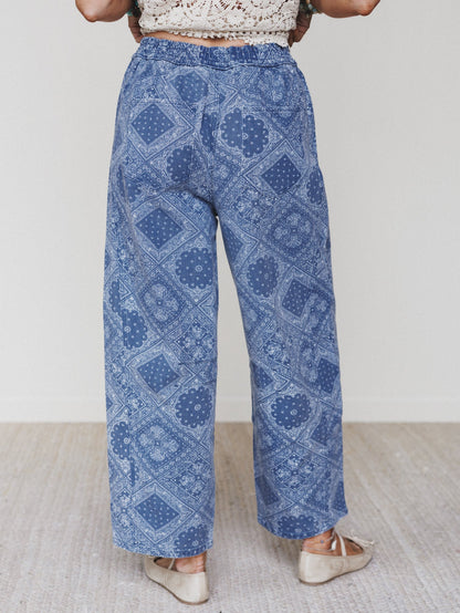 The Nest Coastal Drift Printed Pants - Navy