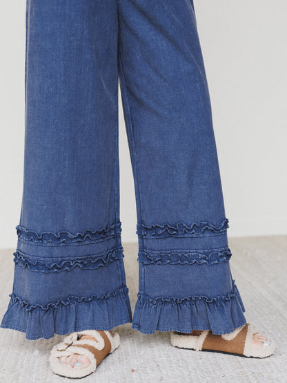 Chase The Horizon Ruffle Pants - New Blueberry