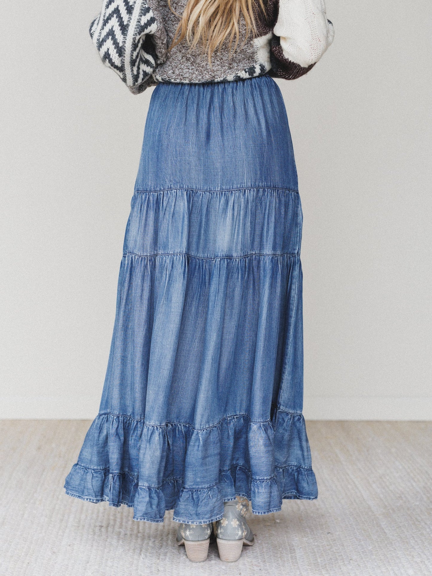 Romantic Meadows Denim Skirt - Denim