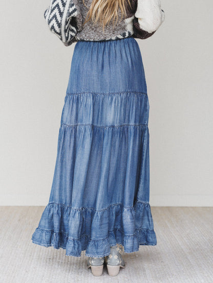 Romantic Meadows Denim Skirt - Denim