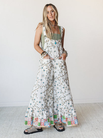 In Love with Lily Jumpsuit - Natural Green Floral