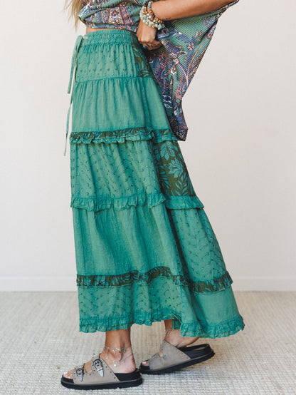 Life on the Island Skirt  - Olive Multi