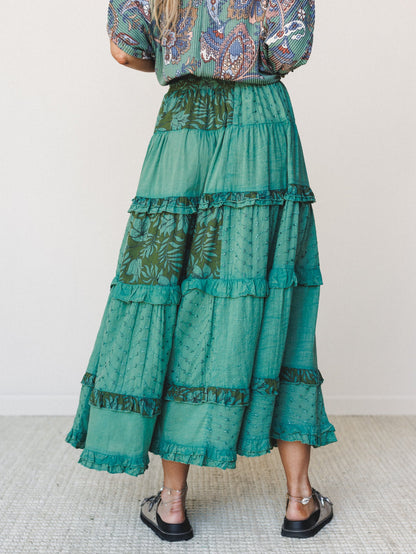 Life on the Island Skirt  - Olive Multi