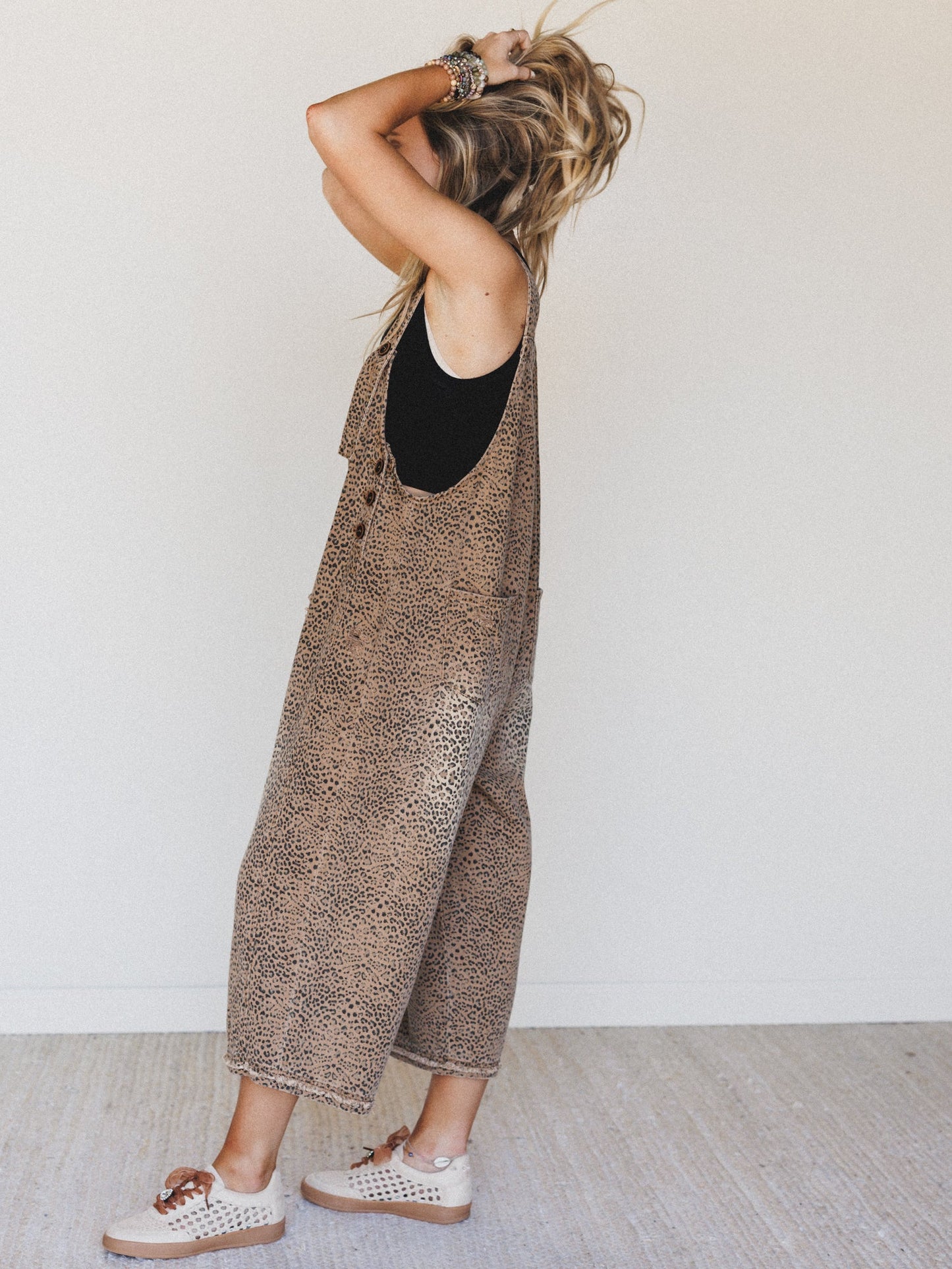 High Hopes Slouchy Denim Overalls - Mocha Brown