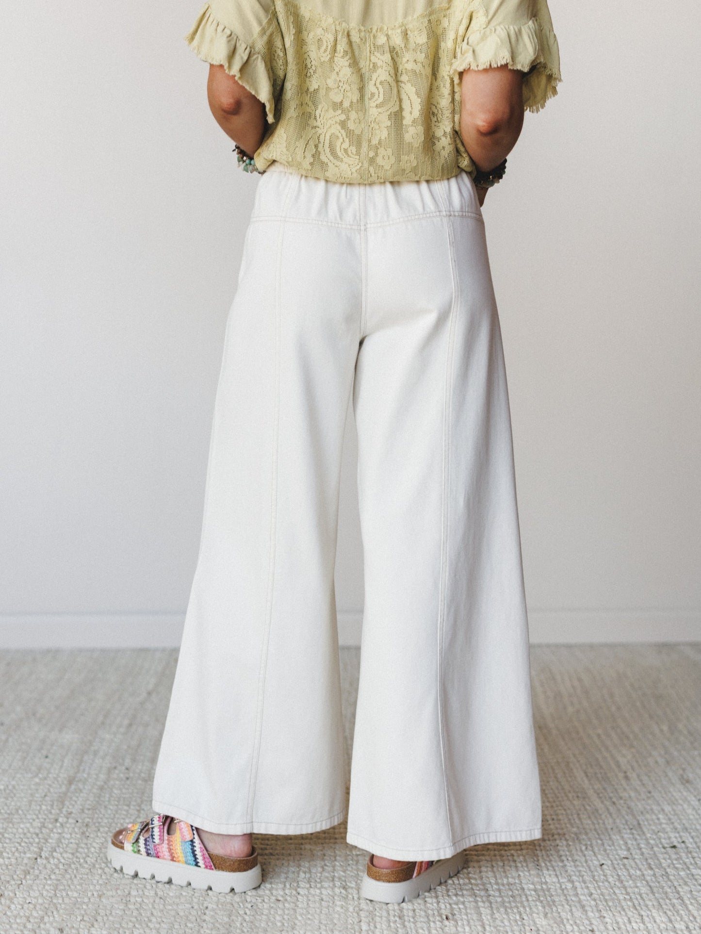Surf's Up Wide Leg Jeans - Ecru