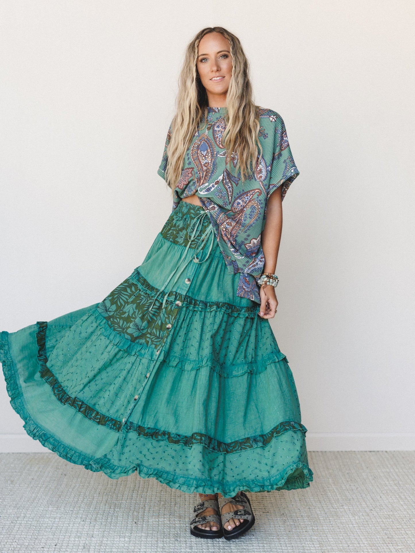 Life on the Island Skirt  - Olive Multi