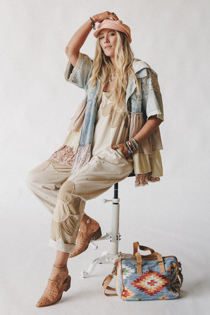 Wild Wish Patchwork Jumpsuit - Natural