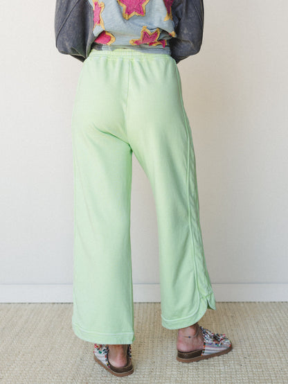 So Comfy Wide Leg Pant Cropped Length - Green